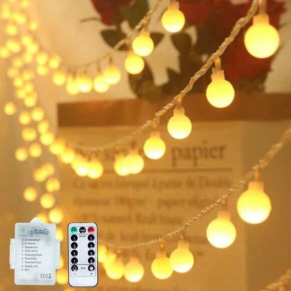 🆕  Outdoor Globe String Light Battery Powered Remote Timer Party Wedding Garden - Picture 1 of 6